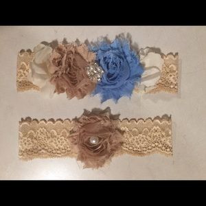 Wedding Bridal Garter Set in Neutral Tones